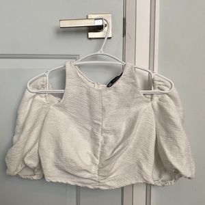 Stunning Open Shoulder ZARA Cropped White Going Out Top